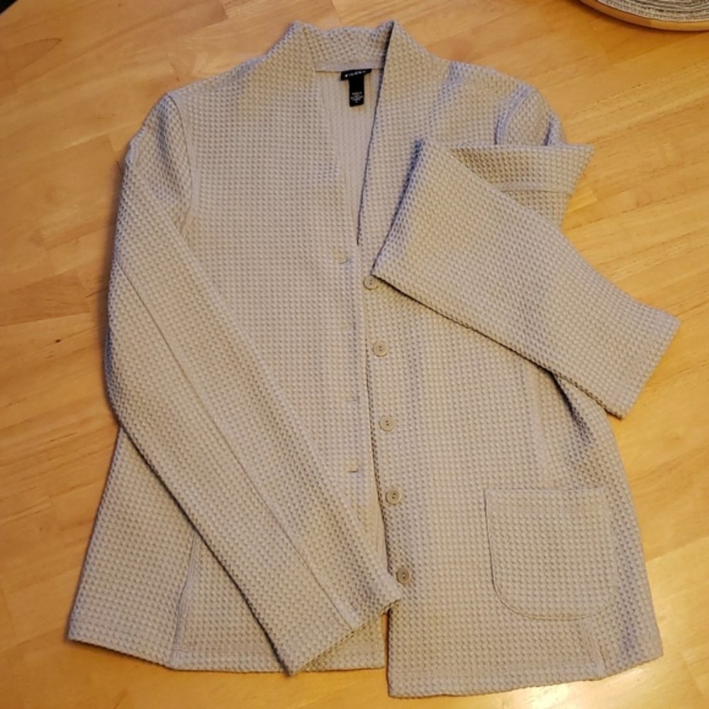 Eileen Fisher textured cream cardigan blazer